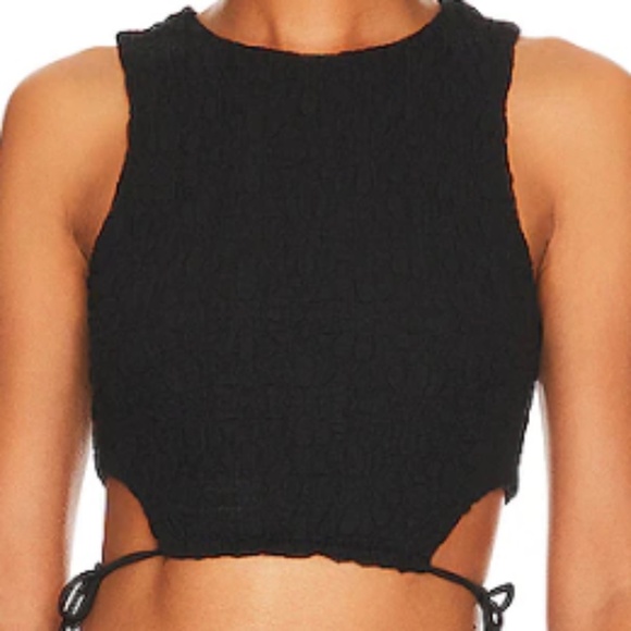 NWT Tularosa (Revolve) Crop Top Black Side Ties (Size XL but fits like M/L) - Picture 1 of 7